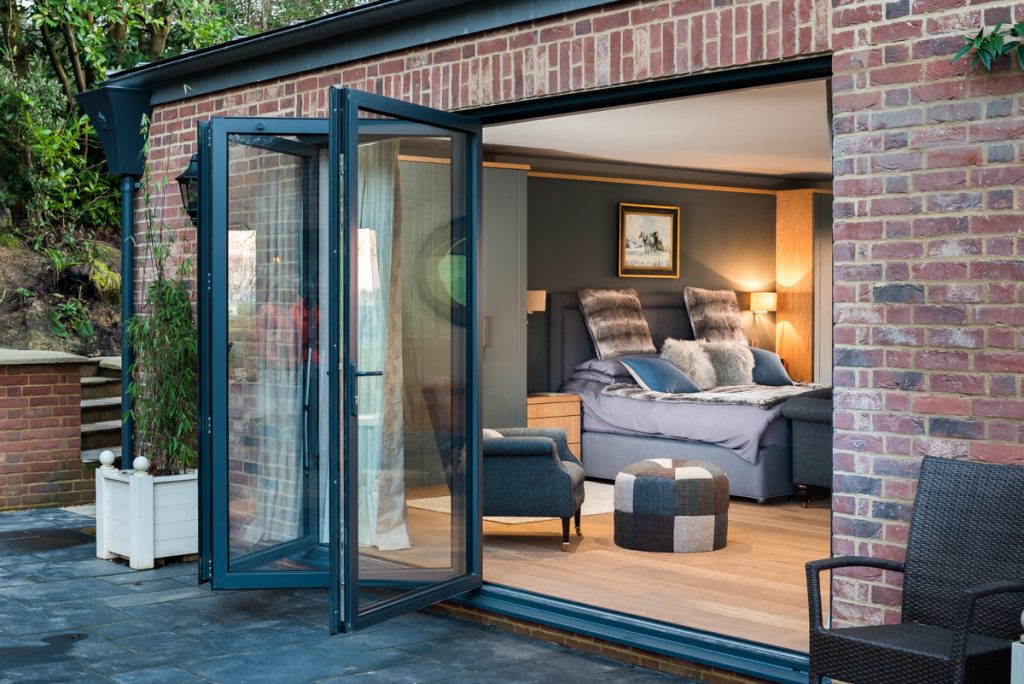 Aluminium bifold doors open Aldershot